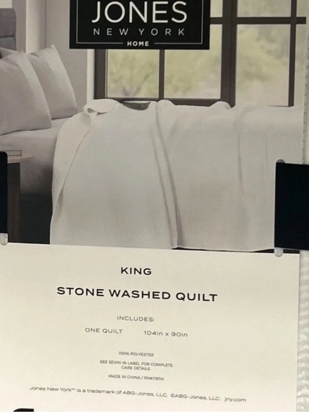 Jones New York King Stone Washed Quilt 104”x90” Ultimate Softness Vintage Look